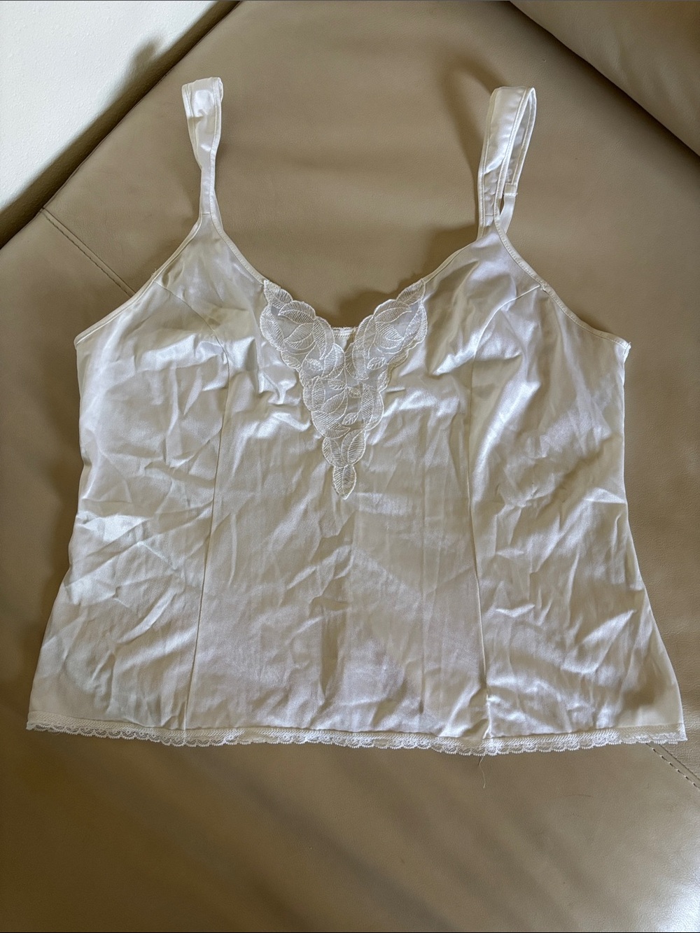 Vintage Warners White Lace-Trim Camisole Top